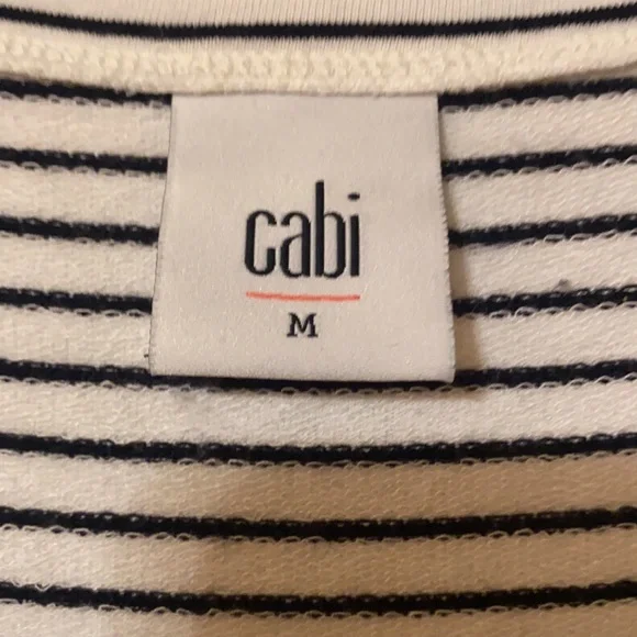 CAbi White with Black Stripes Knit Tee Size Medium - Picture 2 of 2